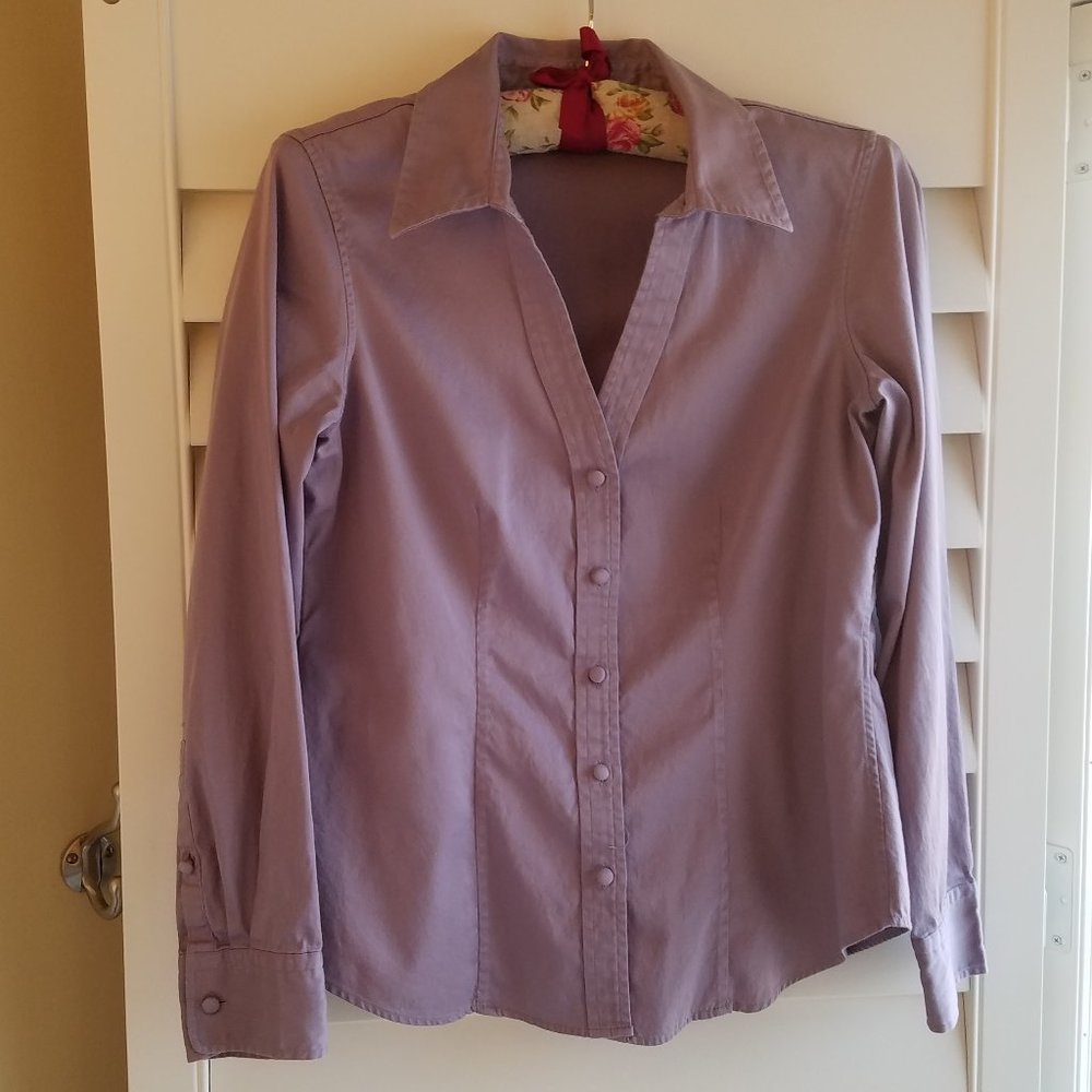 Talbots Petites 6P Shirt Purple Stretch Cotton - Picture 1 of 7